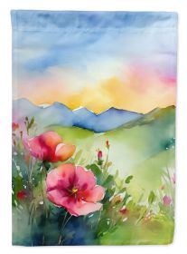 North Dakota Wild Prairie Roses in Watercolor House Flag Large Porch Sleeve Pole Decorative Outside Yard Banner Artwork Wall Hanging, Polyester (Default: Default)