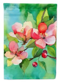 Arkansas Apple Blossom in Watercolor House Flag Large Porch Sleeve Pole Decorative Outside Yard Banner Artwork Wall Hanging, Polyester, House Siz (Default: Default)