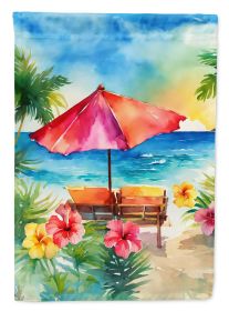 Hawaii Hawaiian Hibiscus in Watercolor House Flag Large Porch Sleeve Pole Decorative Outside Yard Banner Artwork Wall Hanging, Polyester, House S (Default: Default)