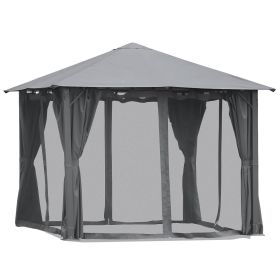10' x 10' Patio Gazebo, Outdoor Gazebo Canopy Shelter with Netting & Curtains, Vented Roof, for Garden, Lawn, Backyard and Deck, Black (Color: as Pic)